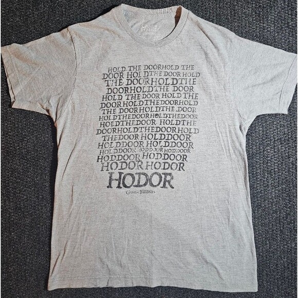 Game Of Thrones Large Mens T-Shirt Gray HODOR HOLD THE DOOR Official GOT TV - Picture 1 of 6